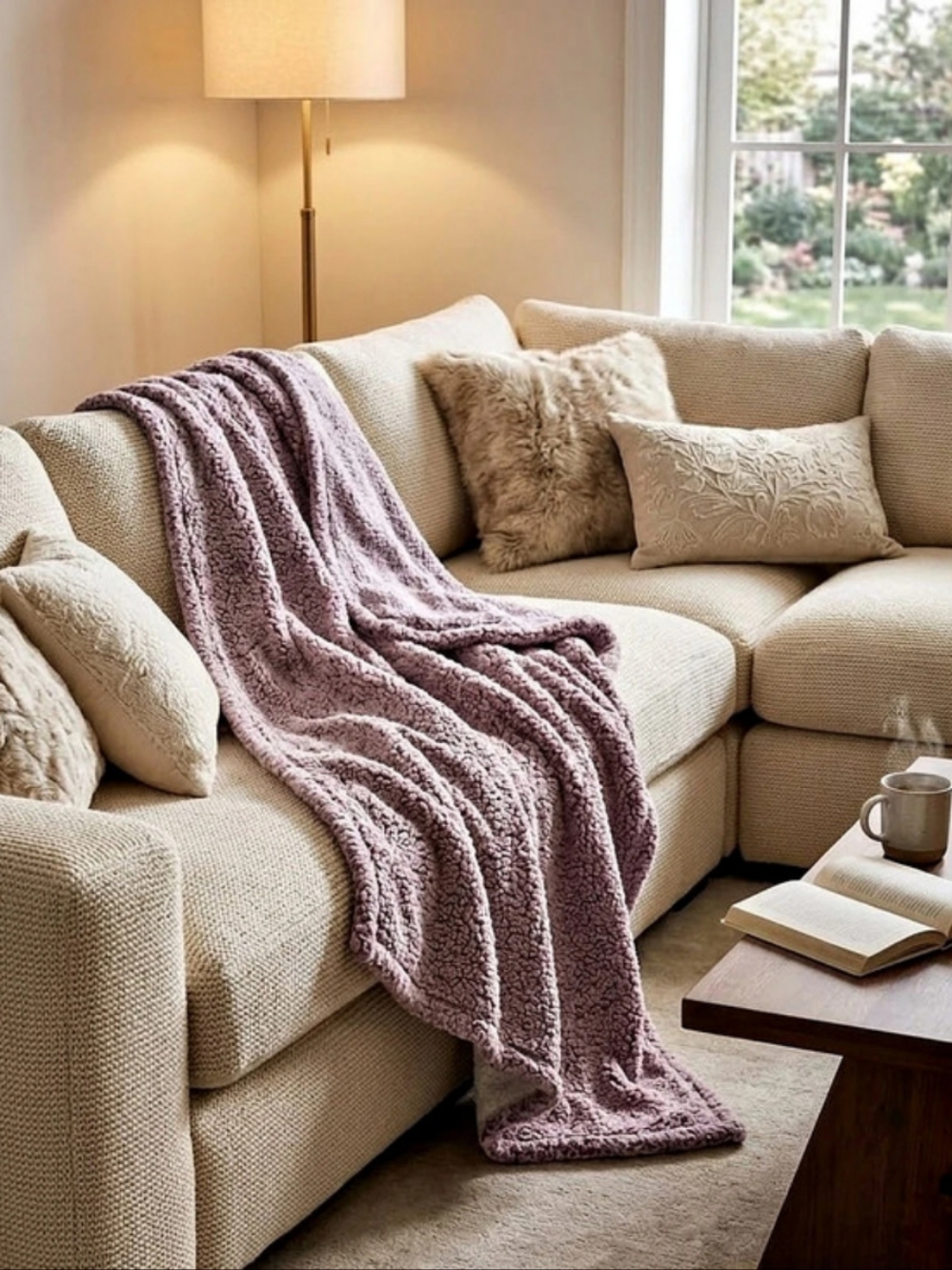 Berkshire Thick Cozy Sherpa Plush Oversized Throw Blanket Plum Purple 60 X 80